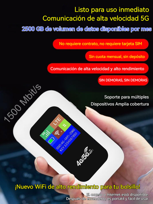 🔥 WIFI gratis en movimiento 🚀 Red 5G ultrarrápida 🌏 2500 GB de tráfico al mes 🆓 Sin cuota mensual 🆓 Sin contrato 🆓 Sin necesidad de tarjeta SIM.